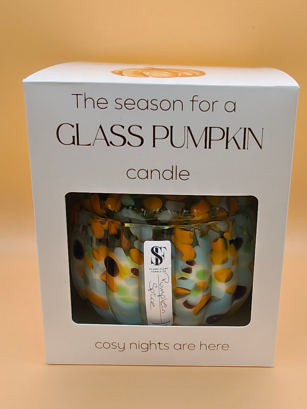 Citrus Speckled Glass Pumpkin Jar with lid