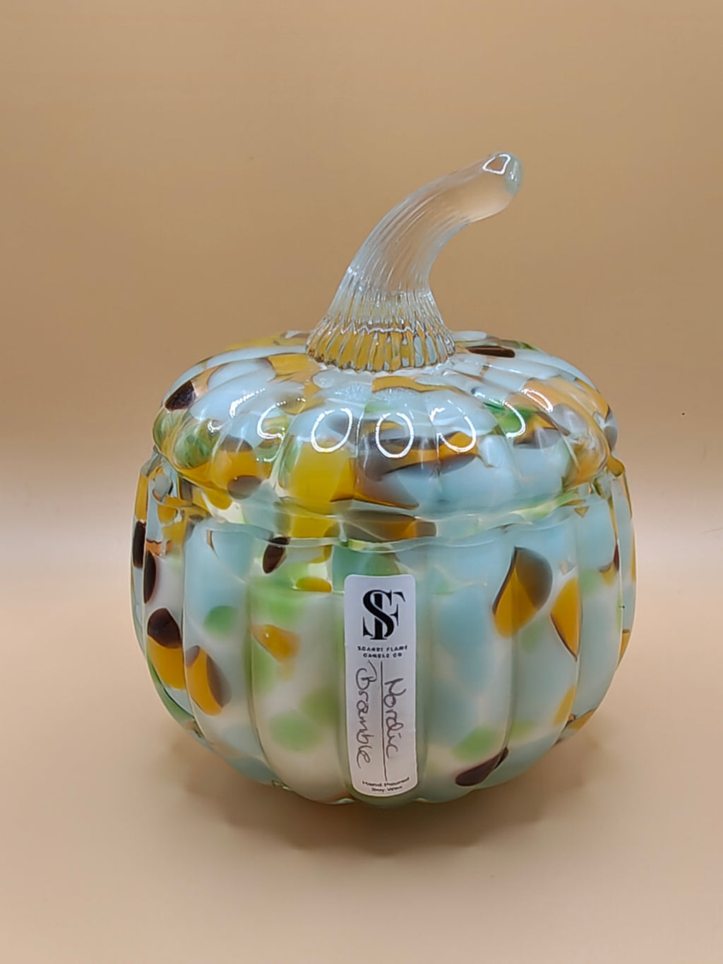 Citrus Speckled Glass Pumpkin Jar with lid