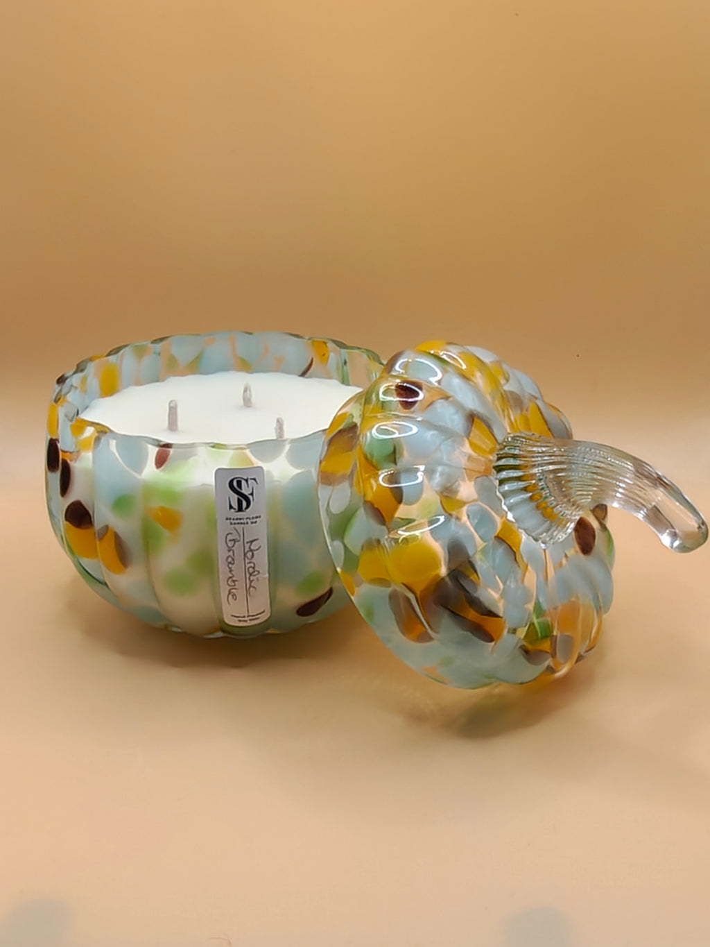 Citrus Speckled Glass Pumpkin Jar with lid
